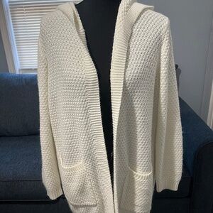 White Hooded Cozy Cardigan sz Small